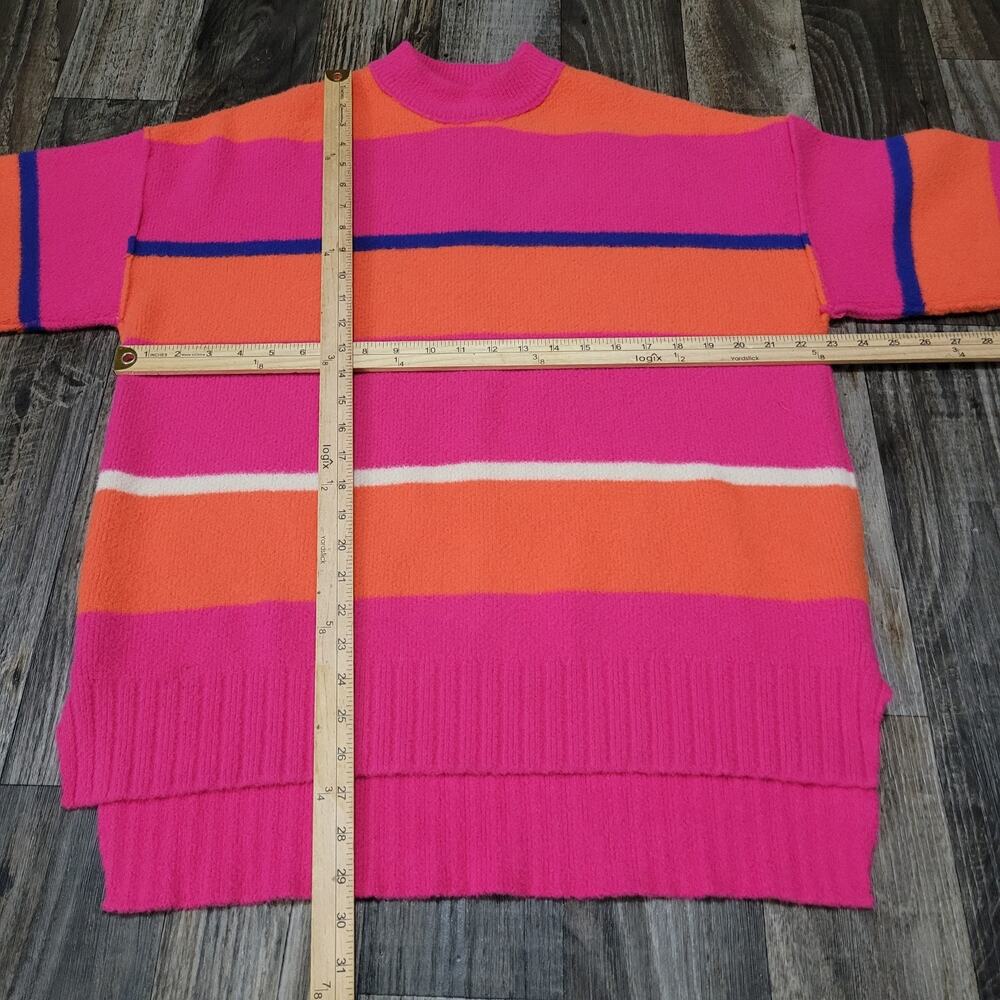 Free People Peaches Stripe Orange Pink Tunic Sweater XS (Has A Spot) - Picture 6 of 16